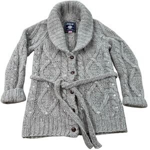 Victoria’s Secret PINK Wool Cable Knit Cardigan Belted Shawl Collar Rhinestone